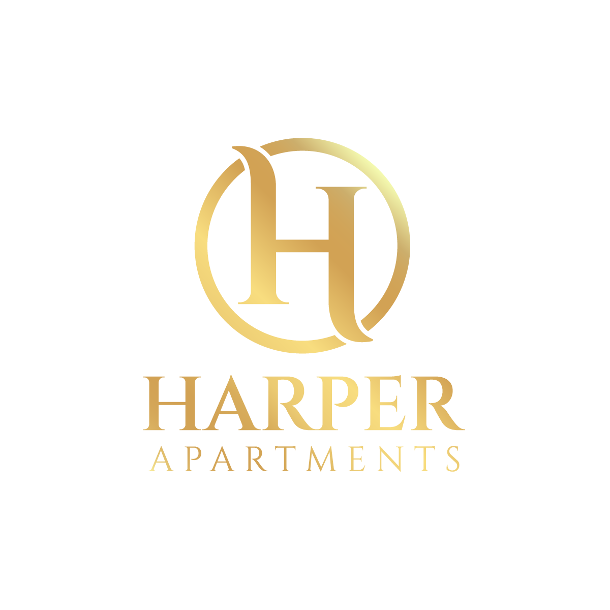 The image is a logo for Harper Apartments.